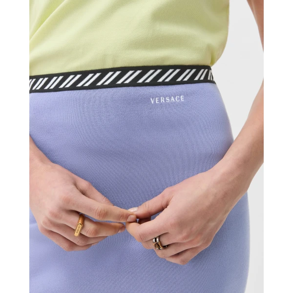 Versace Cotton Knit Mini Skirt in Lilac, view 5 | Mini Skirts