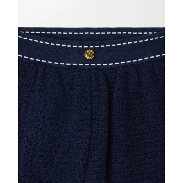 Versace Cotton Knit Shorts in Blue, view 2 | Shorts