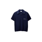 Versace Cotton Knit T-Shirt in Blue | Sweaters | Coveti