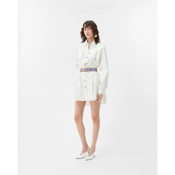 Versace Cotton-Poplin Mini Dress in White, Ref. 1025815, view 4 | Mini Dresses