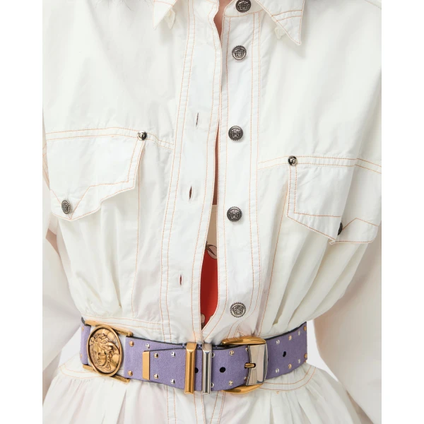 Versace Cotton-Poplin Mini Dress in White, Ref. 1025815, view 5 | Mini Dresses