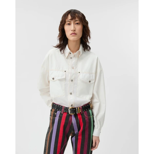 Versace Cotton-Poplin Shirt in White, view 2 | Shirts