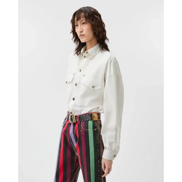 Versace Cotton-Poplin Shirt in White, view 4 | Shirts