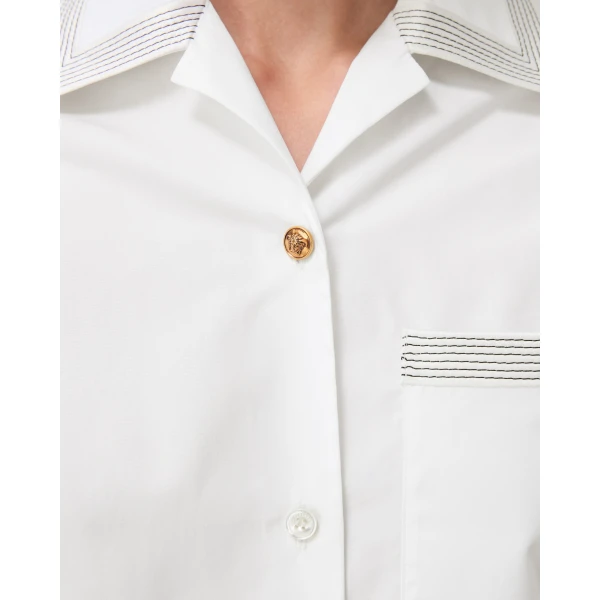 Versace Cotton Poplin Shirt in White, view 5 | Shirts