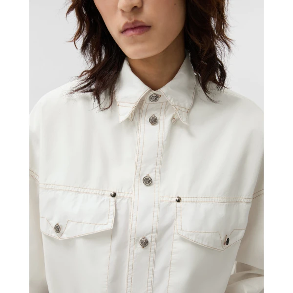 Versace Cotton-Poplin Shirt in White, view 5 | Shirts