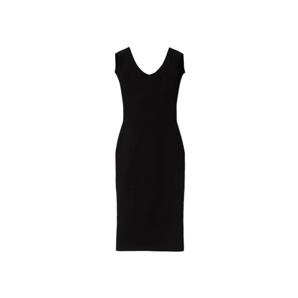Versace Cotton Ribbed Knit Midi Dress in Black | Midi Dresses | Coveti