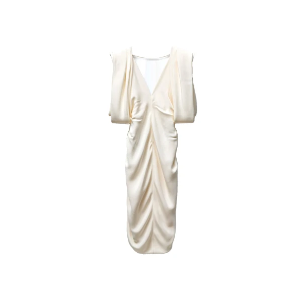 Crêpe Marocaine Silk Midi Dress in Yellow