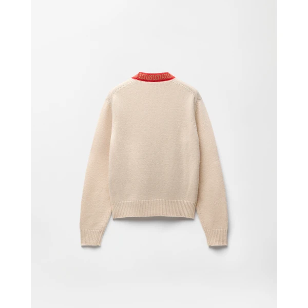 Versace Crewneck Wool and Cashmere Sweater in Beige, view 3 | Sweaters