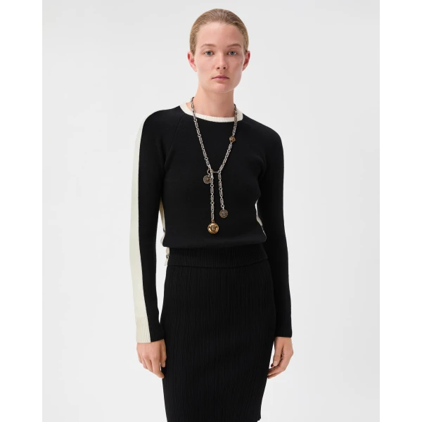 Versace Crewneck Wool and Cashmere Sweater in Black, view 2 | Sweaters