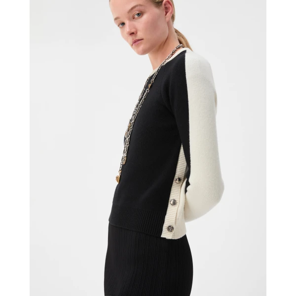 Versace Crewneck Wool and Cashmere Sweater in Black, view 5 | Sweaters
