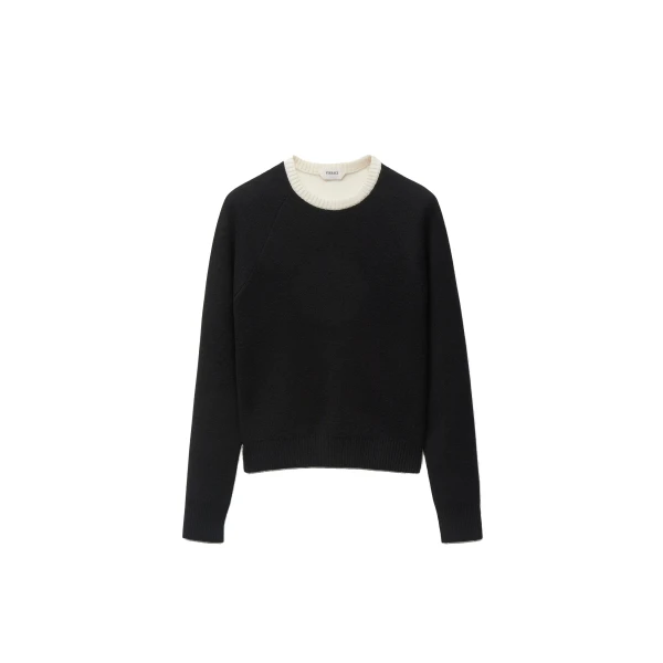 Crewneck Wool and Cashmere Sweater in Black