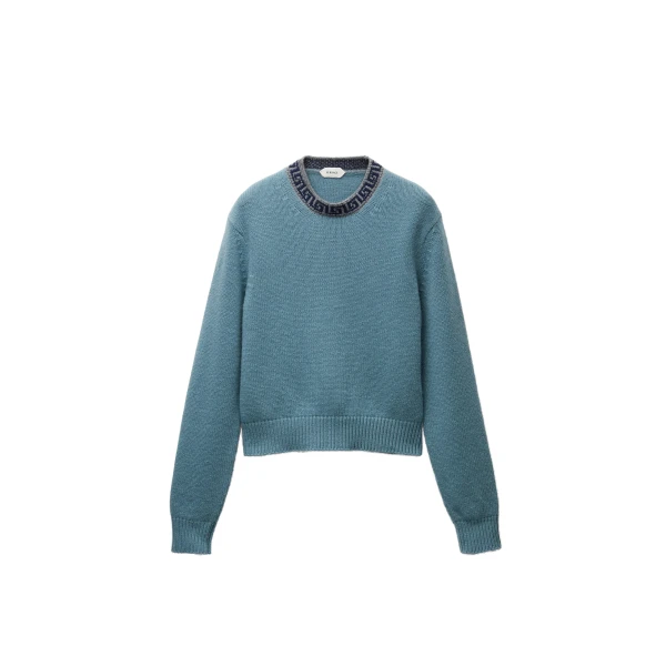 Crewneck Wool and Cashmere Sweater in Light Blue