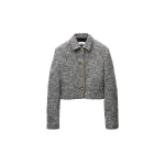 Versace Cropped Wool Bouclé Blouson in Grey | Jackets | Coveti
