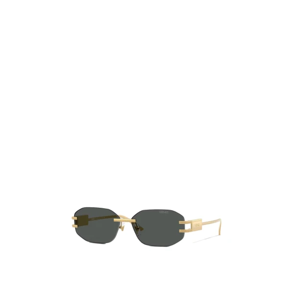 Versace Damier Plaque Sunglasses in Black and Gold | Sunglasses | Coveti