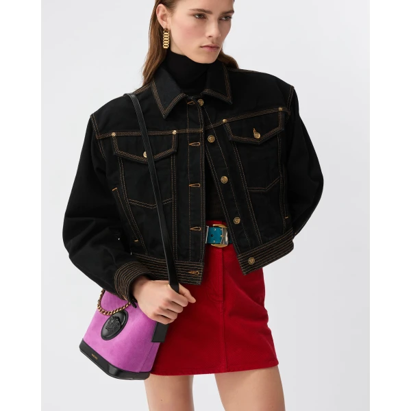 Versace Denim Blouson in Black, view 2 | Denim