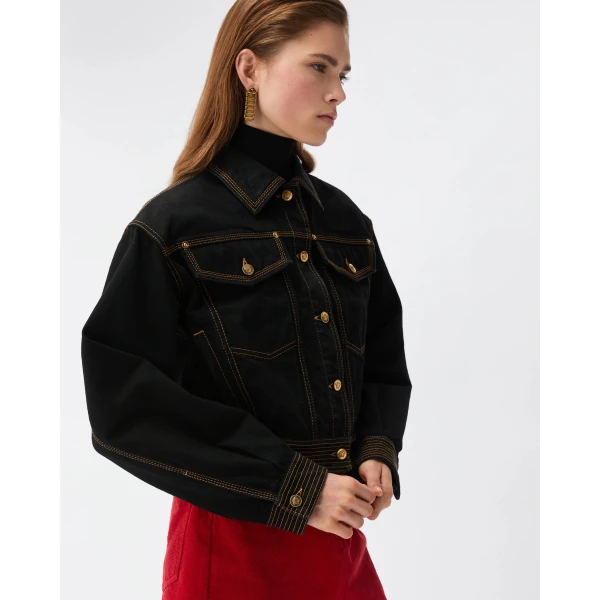 Versace Denim Blouson in Black, view 4 | Denim