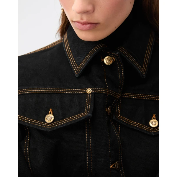 Versace Denim Blouson in Black, view 5 | Denim