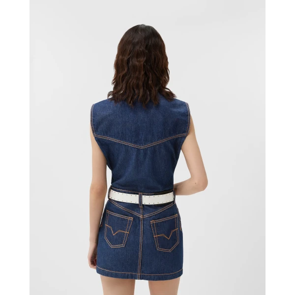 Versace Denim Mini Dress in Blue, view 3 | Denim Dresses