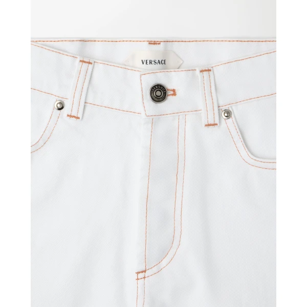 Versace Denim Shorts in White, view 2 | Denim Shorts