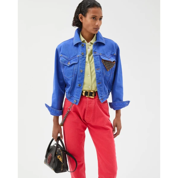 Versace Denim Slim Blouson in Blue, view 2 | Denim