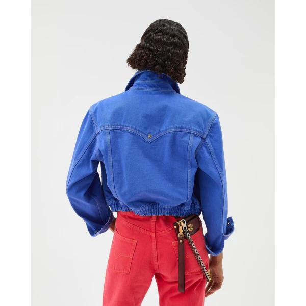Versace Denim Slim Blouson in Blue, view 3 | Denim