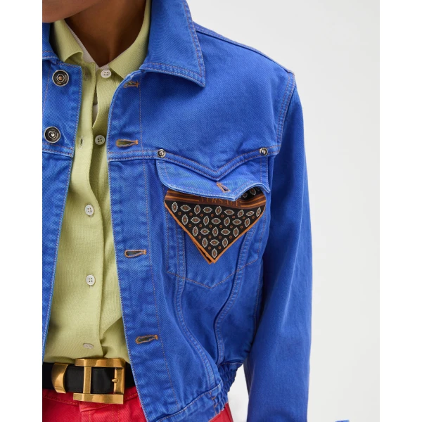 Versace Denim Slim Blouson in Blue, view 5 | Denim