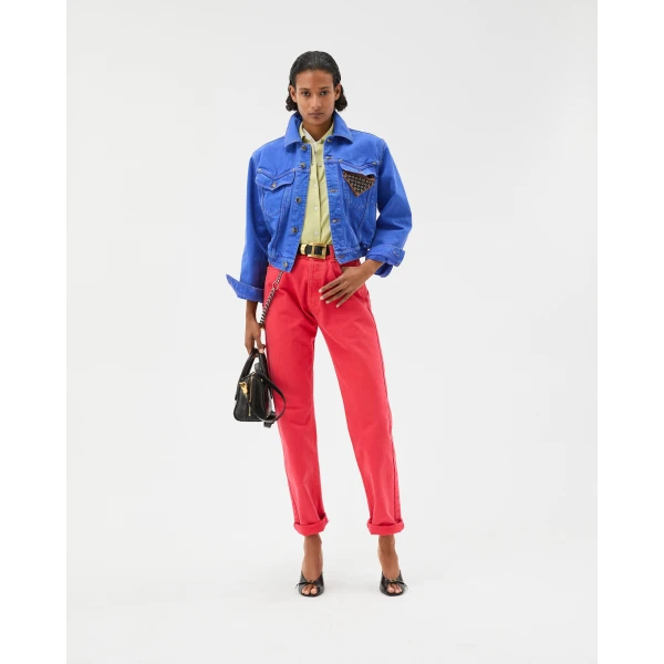 Versace Denim Slim Blouson in Blue, view 6 | Denim
