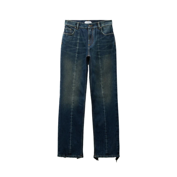 Distressed Straight Jeans in Blue