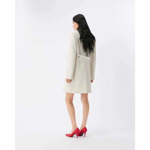 Versace Double-Wool Coat in White, view 3 | Wool Coat
