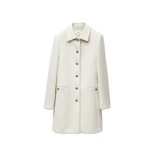 Versace Double-Wool Coat in White | Wool Coat | Coveti
