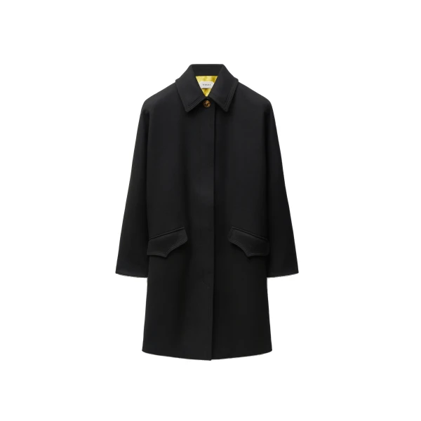 Double-Wool Light Felted Coat in Black and Lime