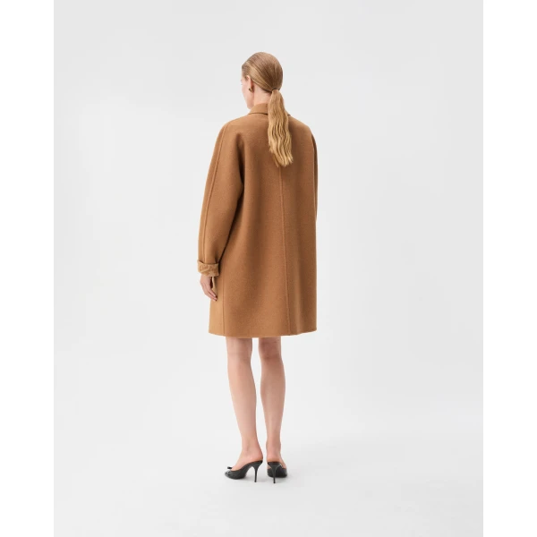 Versace Double-Wool and Cashmere Coat in Beige, view 3 | Wool Coat