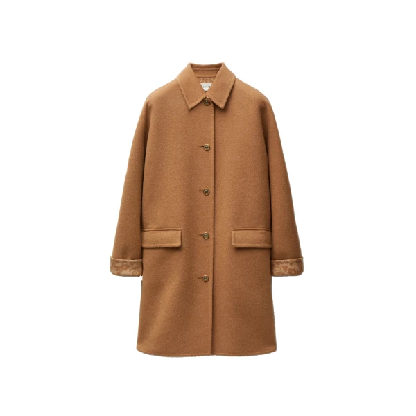 Double-Wool and Cashmere Coat in Beige