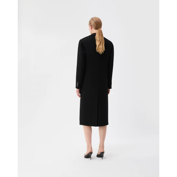 Versace Double-Wool and Cashmere Coat in Black, view 3 | Wool Coat