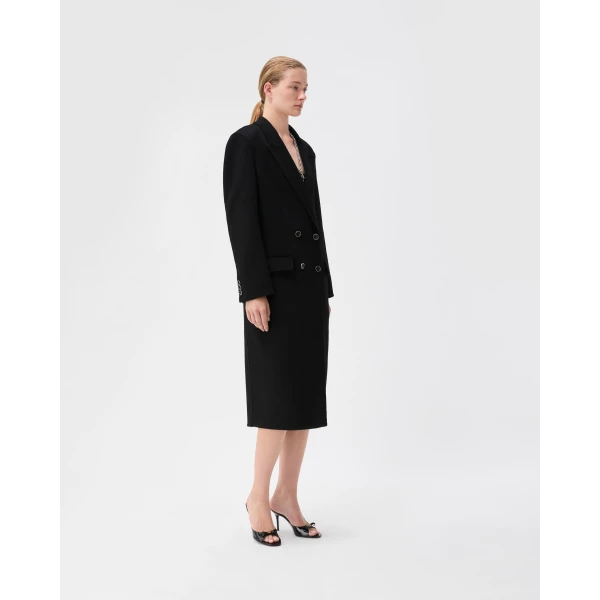Versace Double-Wool and Cashmere Coat in Black, view 4 | Wool Coat