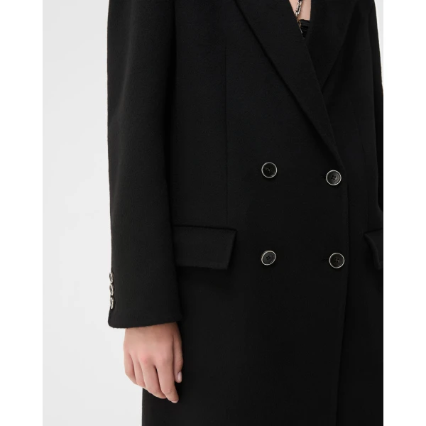 Versace Double-Wool and Cashmere Coat in Black, view 5 | Wool Coat