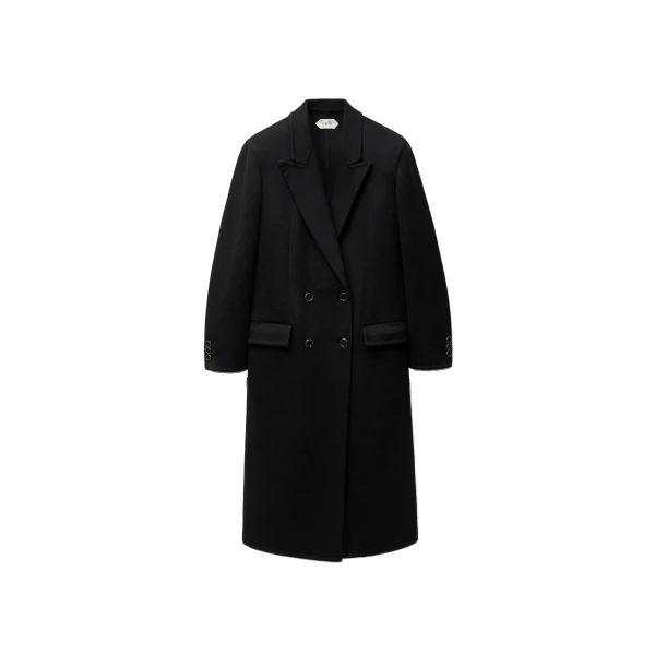 Double-Wool and Cashmere Coat in Black