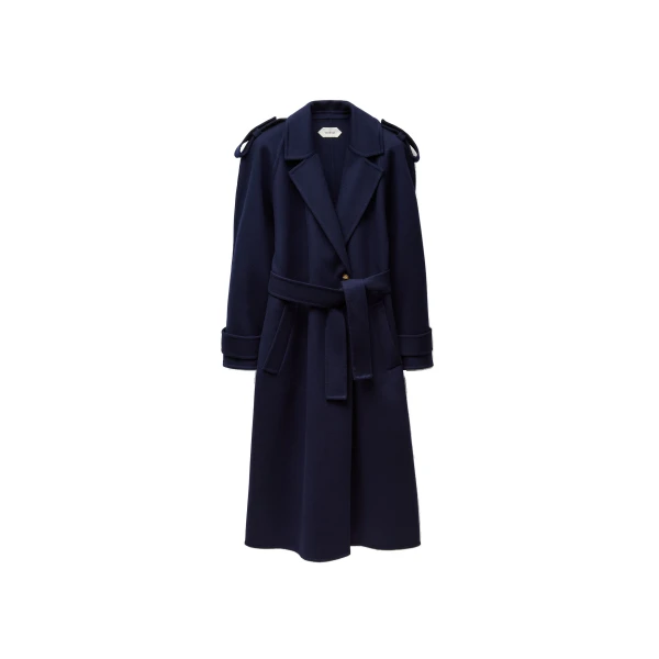 Double-Wool and Cashmere Coat in Blue