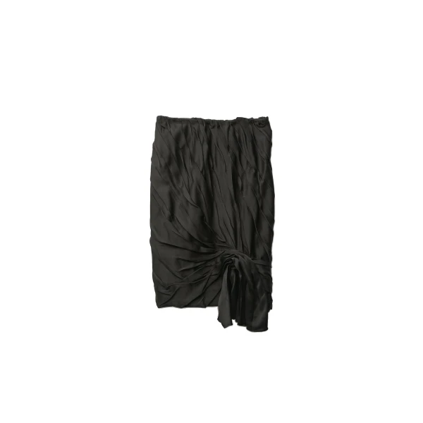 Draped Envers-Satin Midi Skirt in Black