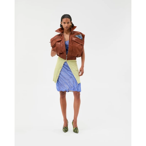 Versace Draped Silk-Chiffon Midi Dress in Light Blue, view 6 | Midi Dresses