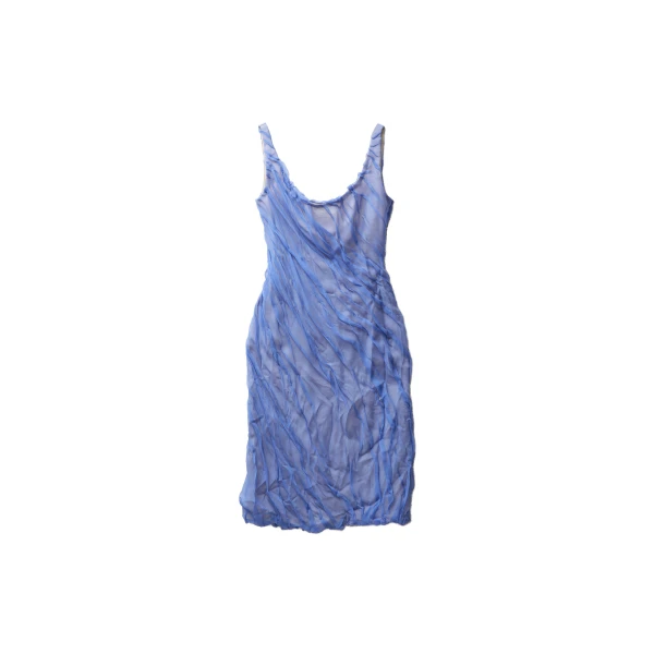 Versace Draped Silk-Chiffon Midi Dress in Light Blue | Midi Dresses | Coveti