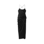 Versace Draped Viscose-Jersey Gown in Black | Evening Gowns | Coveti