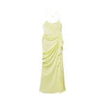 Versace Draped Viscose-Jersey Gown in Yellow | Evening Gowns | Coveti