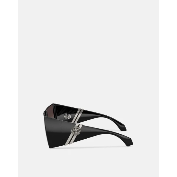 Versace Edge Mask Sunglasses in Black, view 3 | Sunglasses