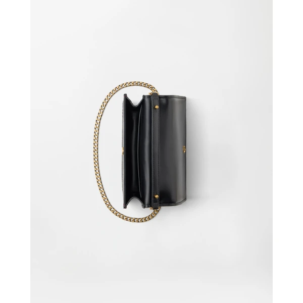 Versace Emblème Croc-Effect Leather Mini Bag in Black, view 4 | Mini Bags