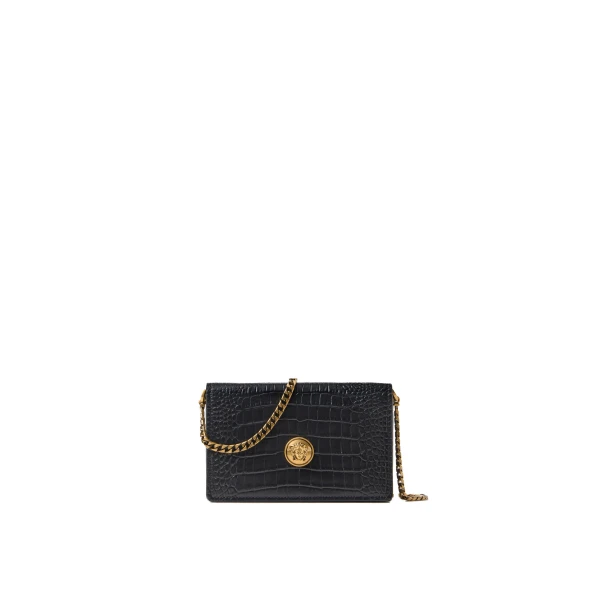 Emblème Croc-Effect Leather Mini Bag in Black
