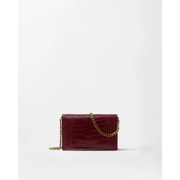 Versace Emblème Croc-Effect Leather Mini Bag in Red, view 5 | Mini Bags