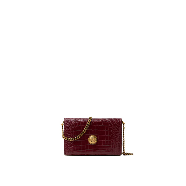 Emblème Croc-Effect Leather Mini Bag in Red