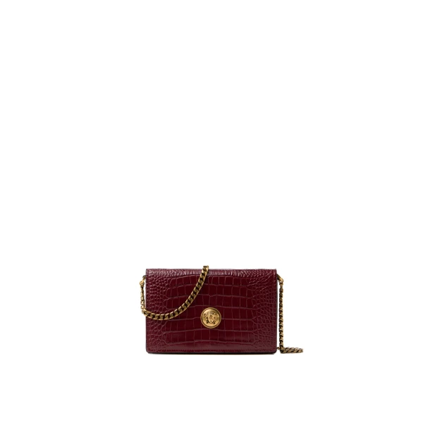 Emblème Croc-Effect Leather Mini Bag in Red