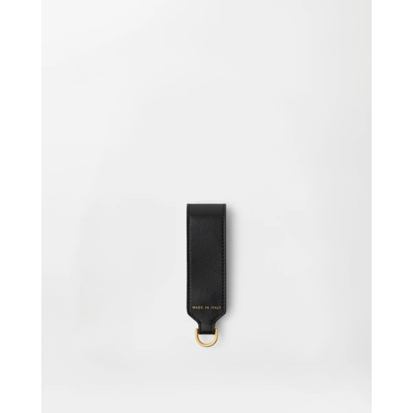 Versace Emblème Leather Keychain in Black, view 3 | Key Chain